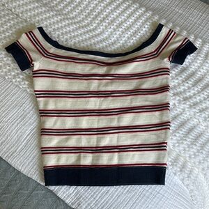 Striped Off-Shoulder Knit Top